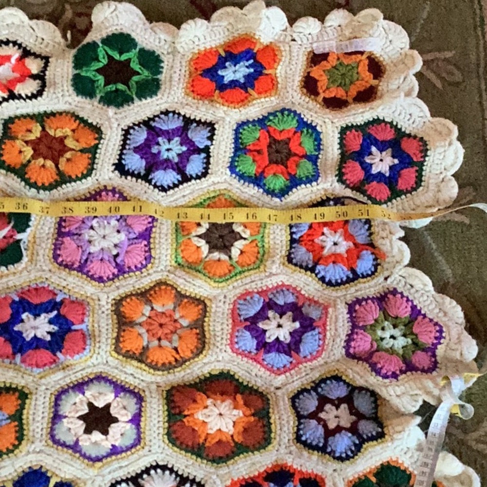 π³οΈβπ COLORFUL LAP THROW VTG CROCHETED AFGHAN 56β X 31β - Picture 7 of 16